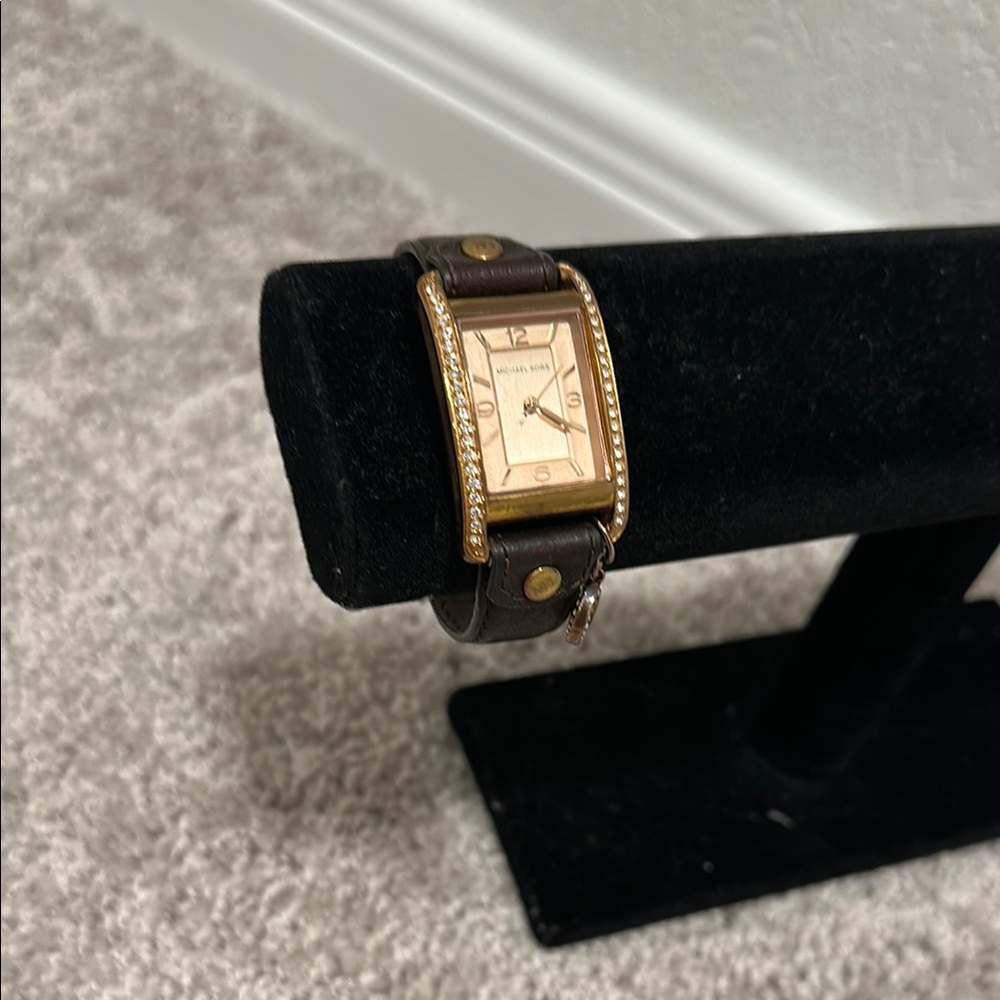 Michael Kors Gold and Brown Square Watch